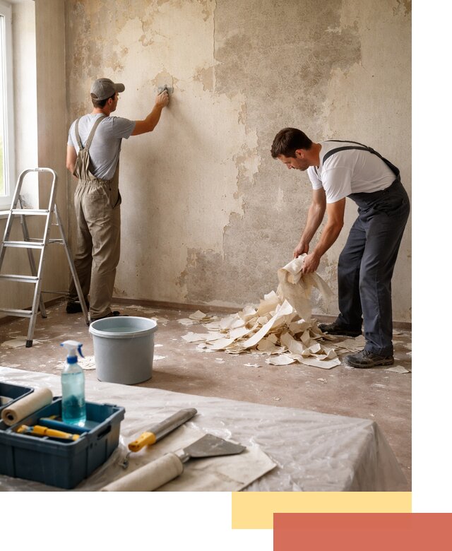 Снятие старых обоев в изобильном быстро и качественно