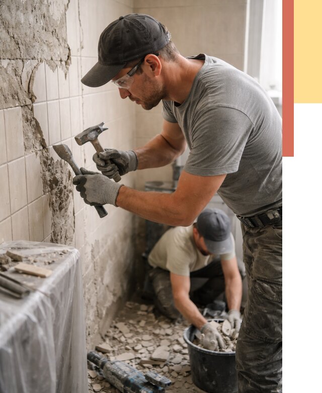 Демонтаж плитки со стен в изобильном от 883 руб. — быстро и недорого | ОТДЕЛОЧНИК-Збл