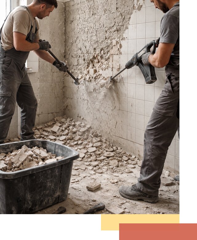 Демонтаж плитки со стен в изобильном быстро и аккуратно