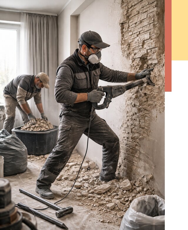 Демонтаж декоративного камня в изобильном от 1506 руб/м² — быстро и недорого | ОТДЕЛОЧНИК-Збл