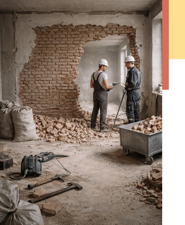 Демонтаж кирпичных стен в изобильном от 4363 руб. — быстро, недорого, под ключ | ОТДЕЛОЧНИК-Збл