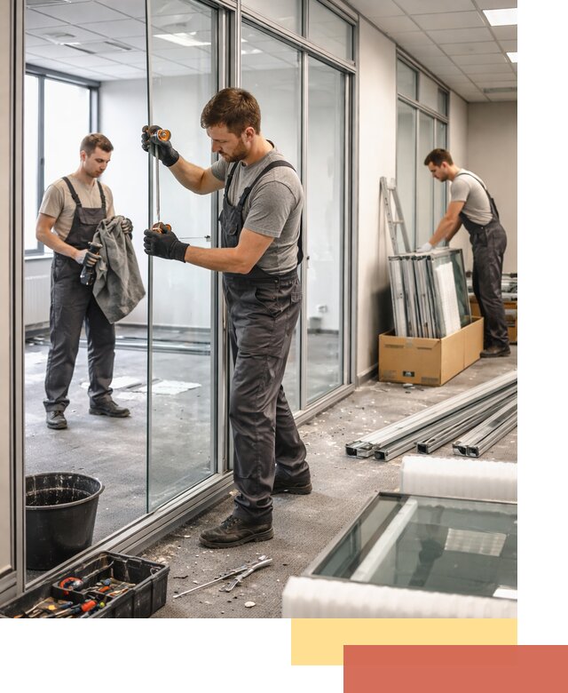 Демонтаж стеклянных перегородок в изобильном быстро и безопасно