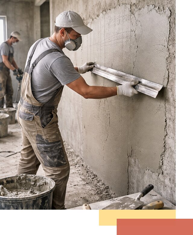 Штукатурка бетонных стен в изобильном качественно и долговечно