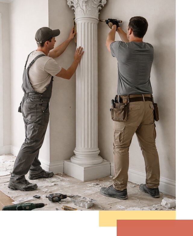 Установка декоративных колонн в изобильном под ключ