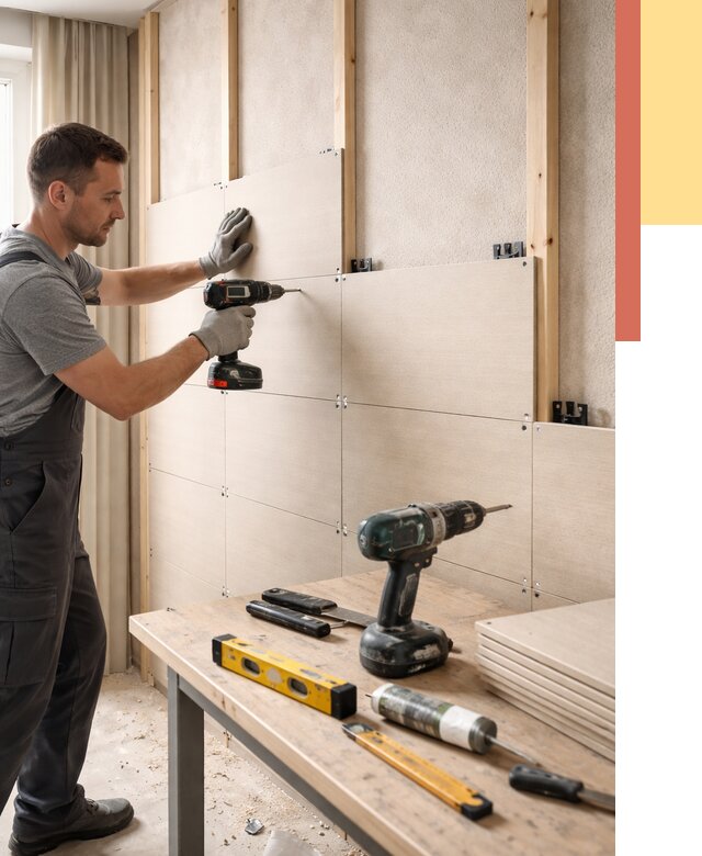 Монтаж МДФ панелей на стены в изобильном от 1299 руб. под ключ | ОТДЕЛОЧНИК-Збл