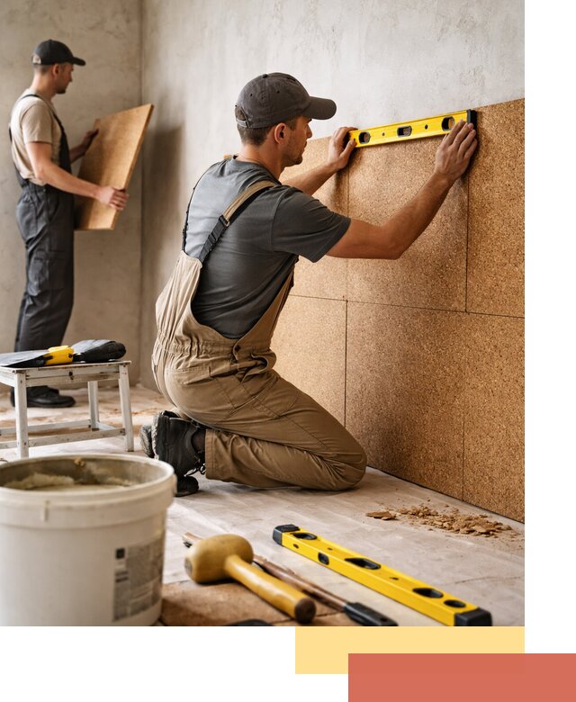 Монтаж пробковых панелей на стены в изобильном быстро и качественно