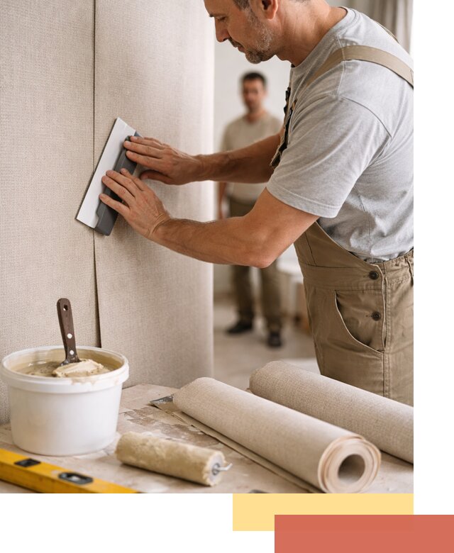 Поклейка текстильных обоев в изобильном профессионально и аккуратно