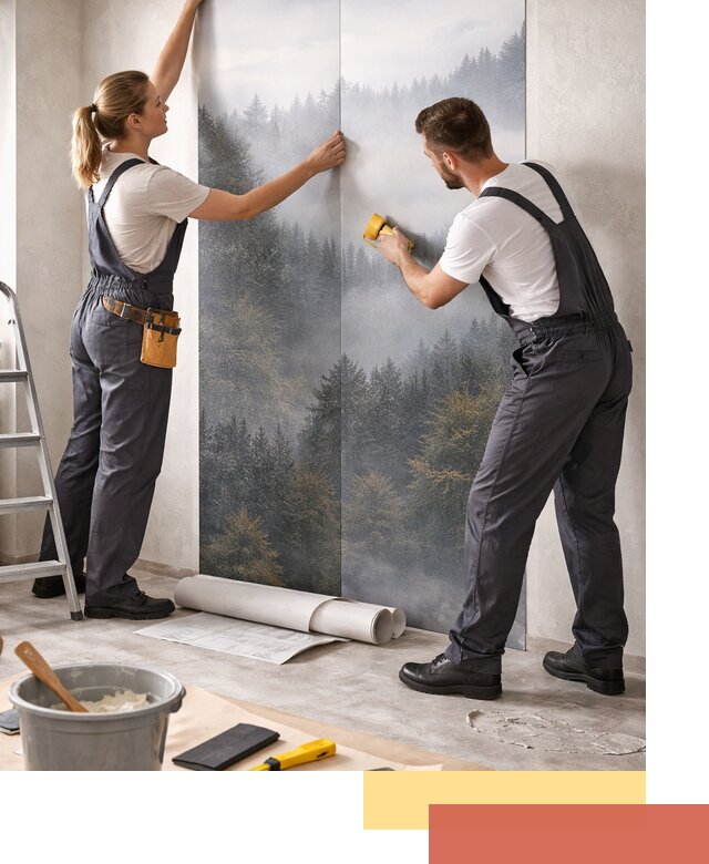 Поклейка фотообоев профессионально в изобильном под ключ