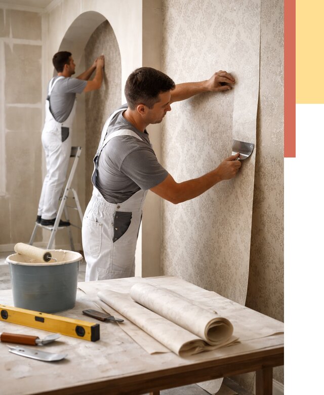 Поклейка обоев на сложные стены в изобильном от 2909 руб. под ключ | ОТДЕЛОЧНИК-Збл