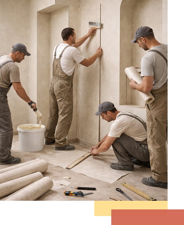 Поклейка обоев на сложные стены и неровные поверхности в изобильном