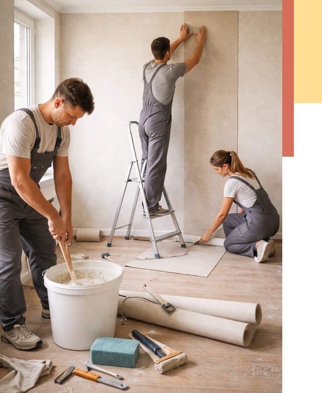 Оклейка стен обоями в изобильном от 3636 руб/м2 — быстро и недорого | ОТДЕЛОЧНИК-Збл