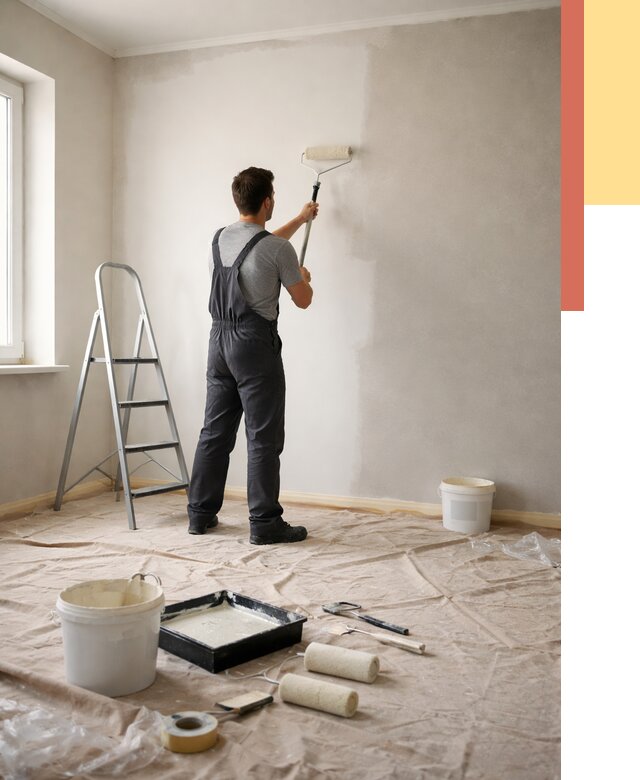 Покраска стен моющейся краской в изобильном от 364 руб./м² — быстро и недорого | ОТДЕЛОЧНИК-Збл