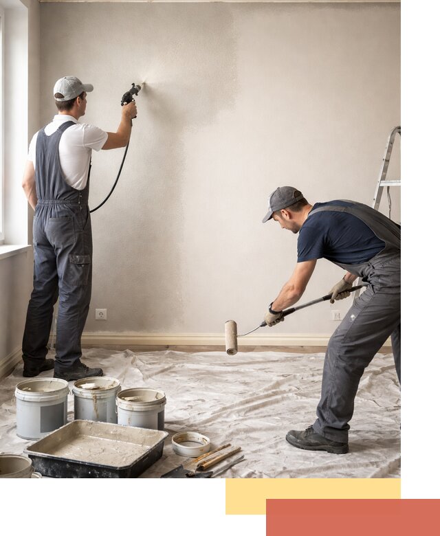 Покраска стен моющейся краской и защита поверхностей в изобильном