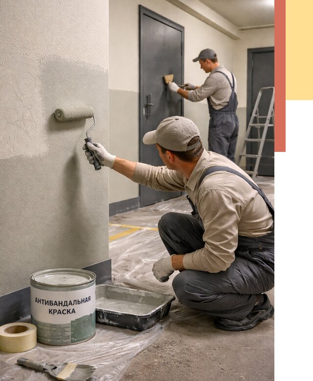 Покраска стен антивандальной краской в изобильном от 4675 руб./м² под ключ | ОТДЕЛОЧНИК-Збл