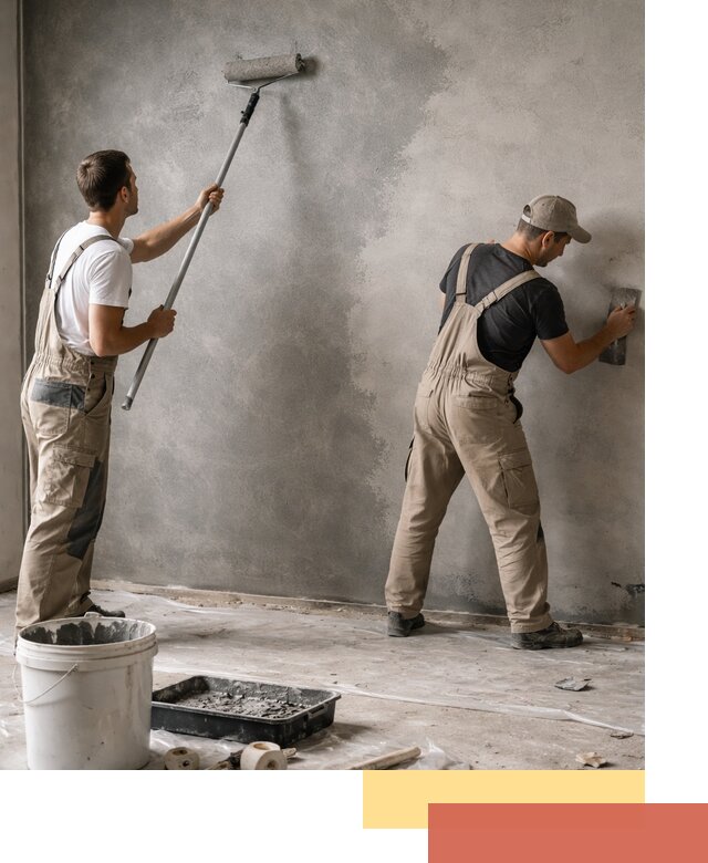 Покраска стен под бетон в изобильном профессионально и недорого