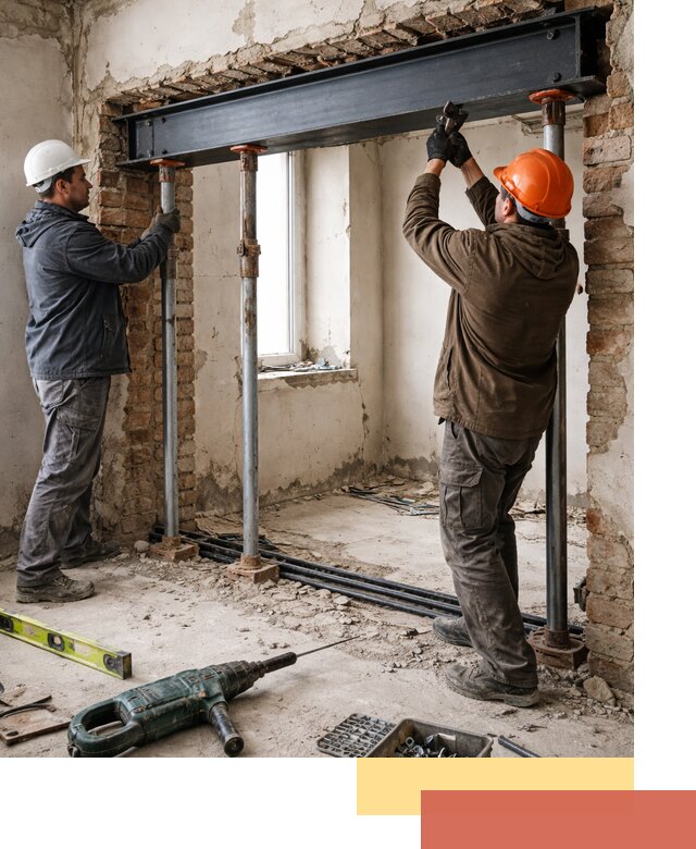 Усиление проема в стене в изобильном для расширения и безопасности