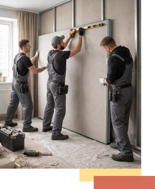 Шумоизоляция стен панелями ЗИПС в изобильном для жилых и коммерческих помещений