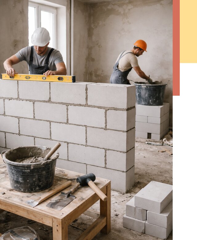 Кладка перегородок из газобетона в изобильном от 3324 руб. под ключ | ОТДЕЛОЧНИК-Збл