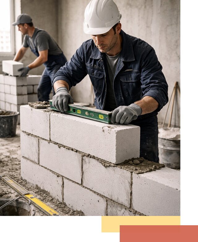 Кладка перегородок из пеноблока под ключ в изобильном