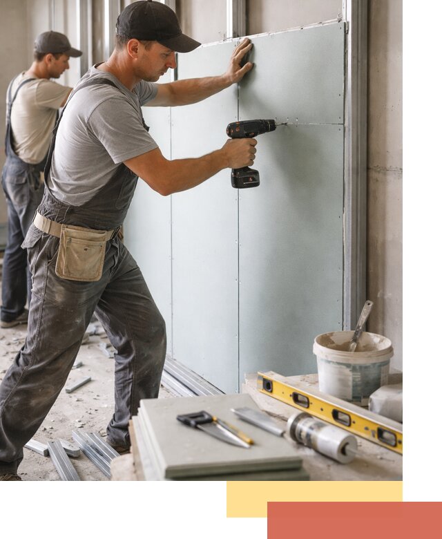 Кладка влагостойких перегородок ПГП в изобильном