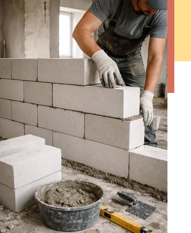 Кладка перегородок из силикатного блока в изобильном от 4155 руб. под ключ | ОТДЕЛОЧНИК-Збл