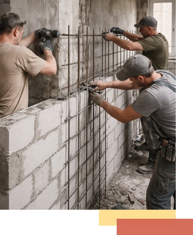 Армирование кладки перегородок в изобильном профессионально и надёжно