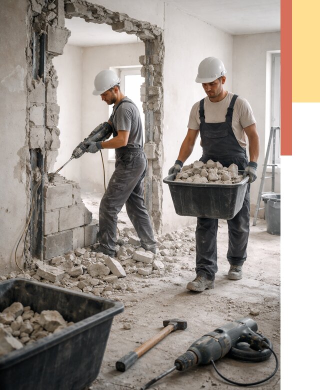 Демонтаж блоковых перегородок в изобильном от 3896 руб. — быстро и недорого | ОТДЕЛОЧНИК-Збл