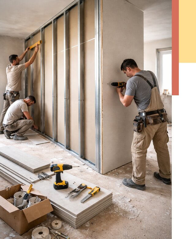 Монтаж однослойной перегородки из гипсокартона в изобильном от 675 руб. | ОТДЕЛОЧНИК-Збл