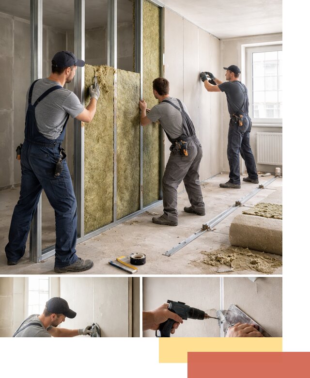 Перегородка из гипсокартона с шумоизоляцией в изобильном — монтаж под ключ