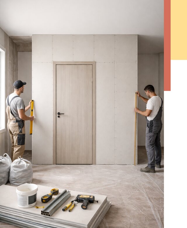 Перегородка из гипсокартона с дверью в изобильном от 4675 руб. под ключ | ОТДЕЛОЧНИК-Збл