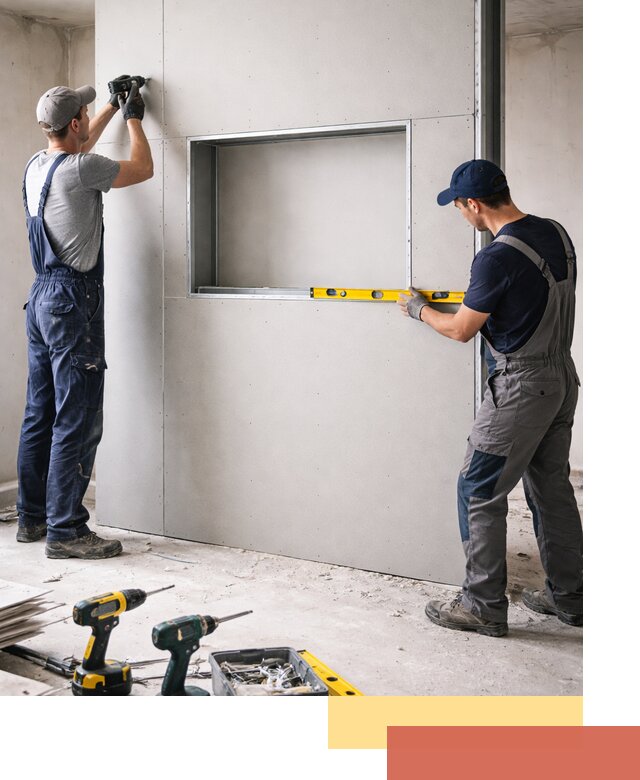 Перегородка из гипсокартона с нишей под декор в изобильном