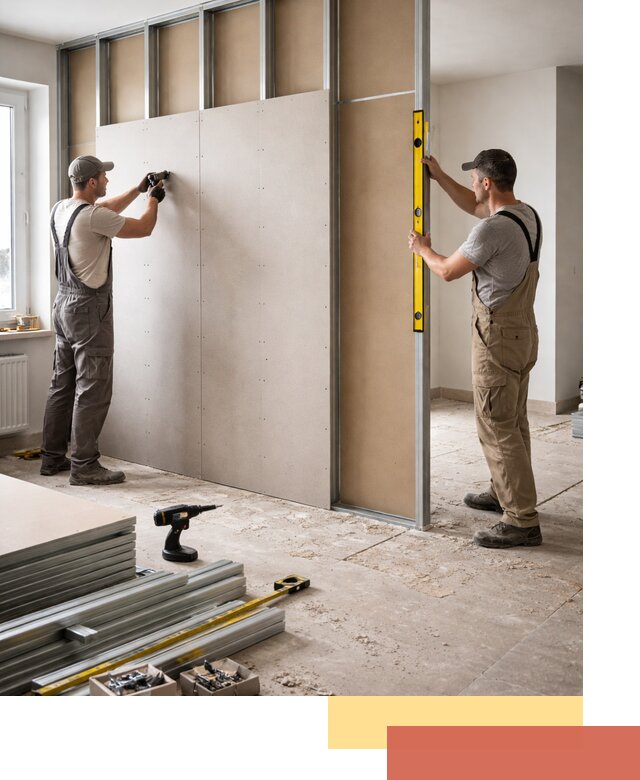 Зонирующая перегородка из гипсокартона под ключ в изобильном