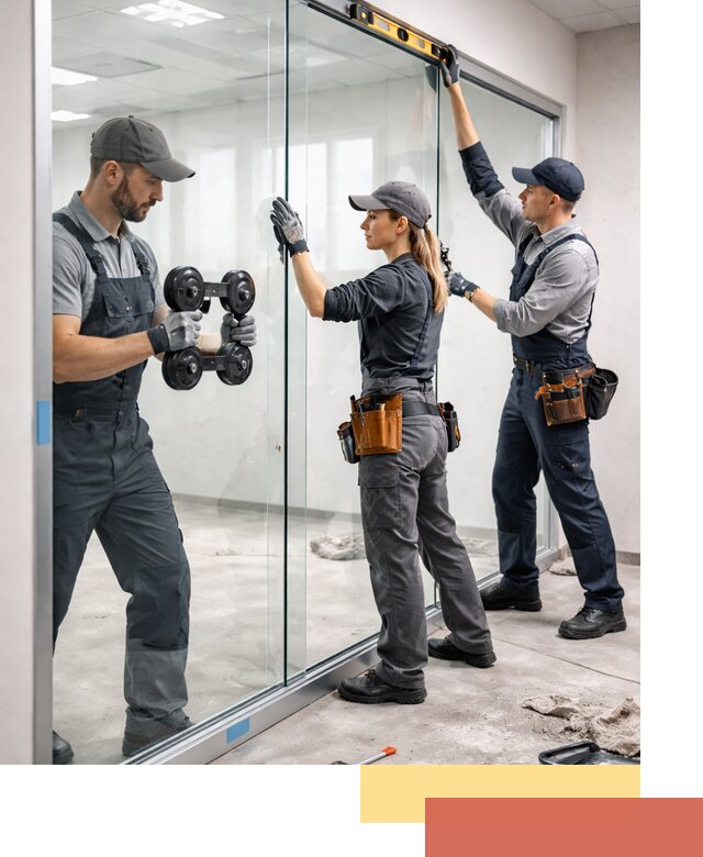 Профессиональный монтаж стеклянных перегородок в изобильном