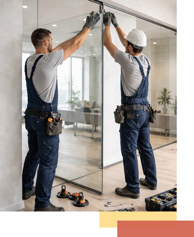 Безрамные стеклянные перегородки под ключ в изобильном