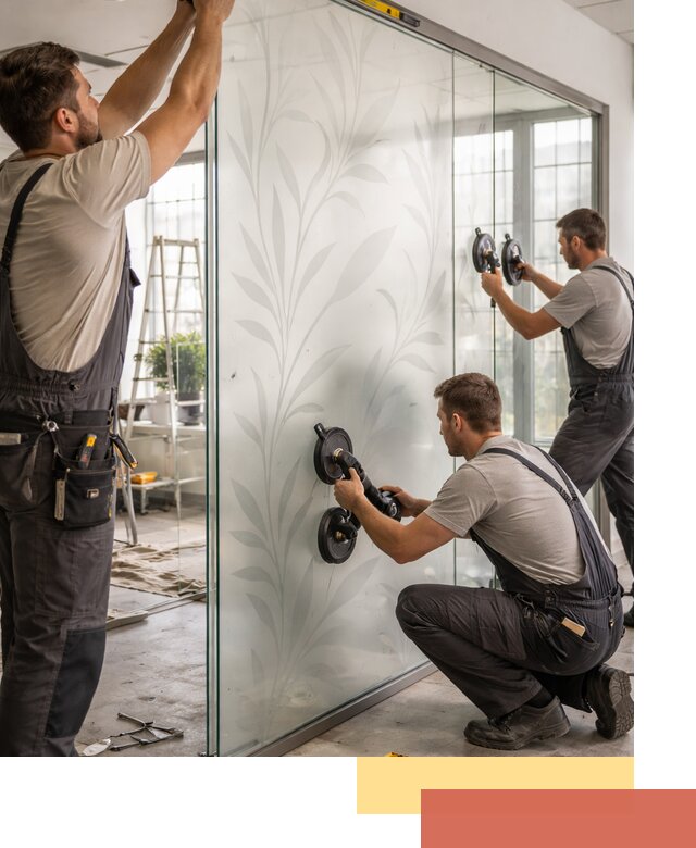 Стеклянные перегородки с рисунком на заказ в изобильном