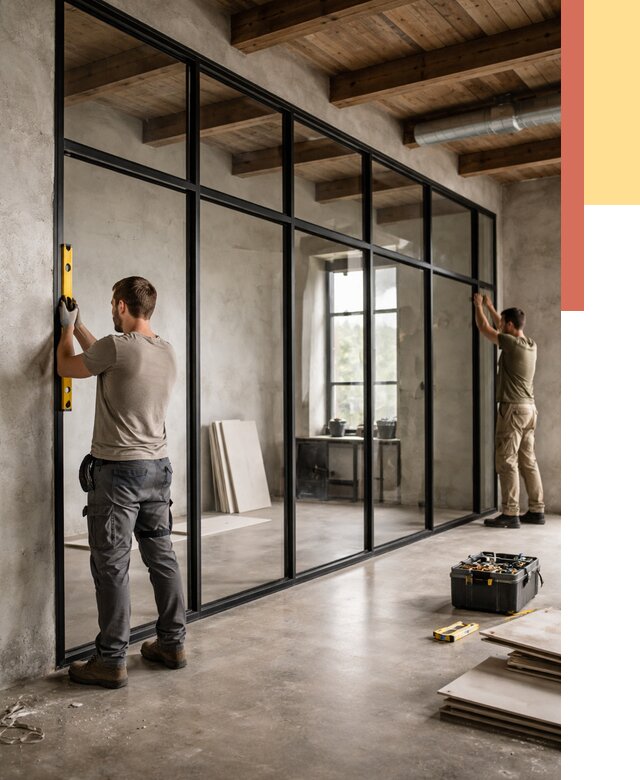 Стеклянные перегородки лофт в изобильном от 10907 руб. под ключ | ОТДЕЛОЧНИК-Збл