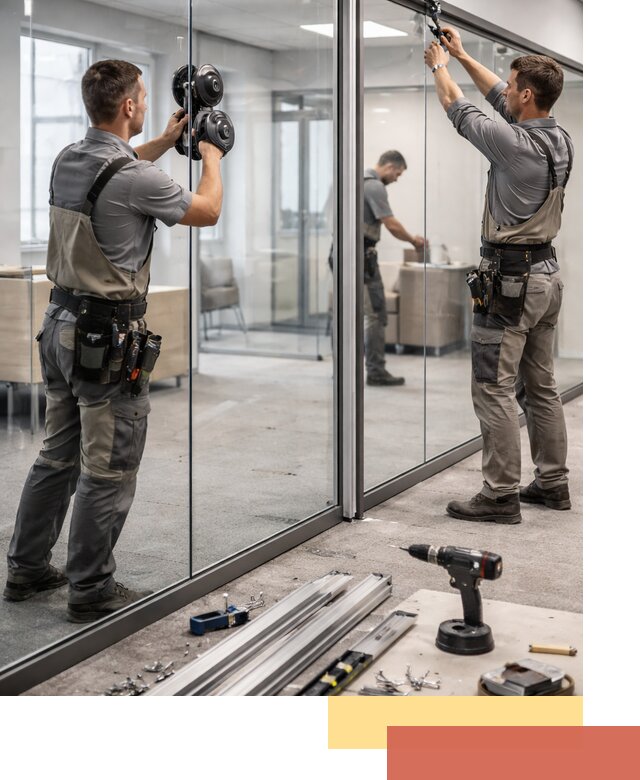 Стеклянные офисные перегородки под ключ в изобильном