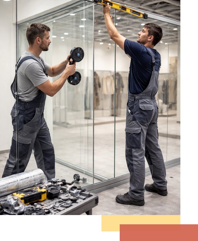 Стеклянные перегородки для магазинов в изобильном — монтаж и установка