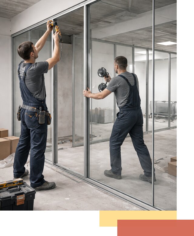 Алюминиевые перегородки со стеклом в изобильном — изготовление и монтаж