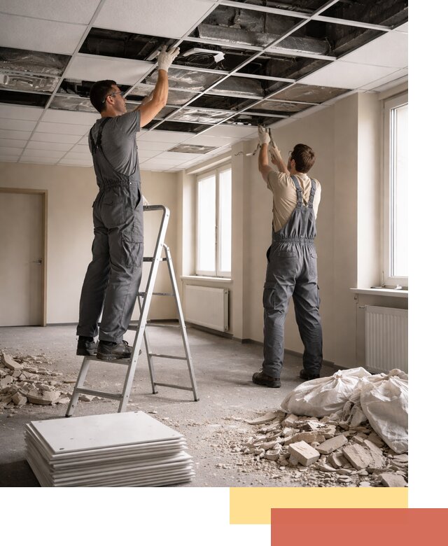 Демонтаж потолков Армстронг профессионально в изобильном