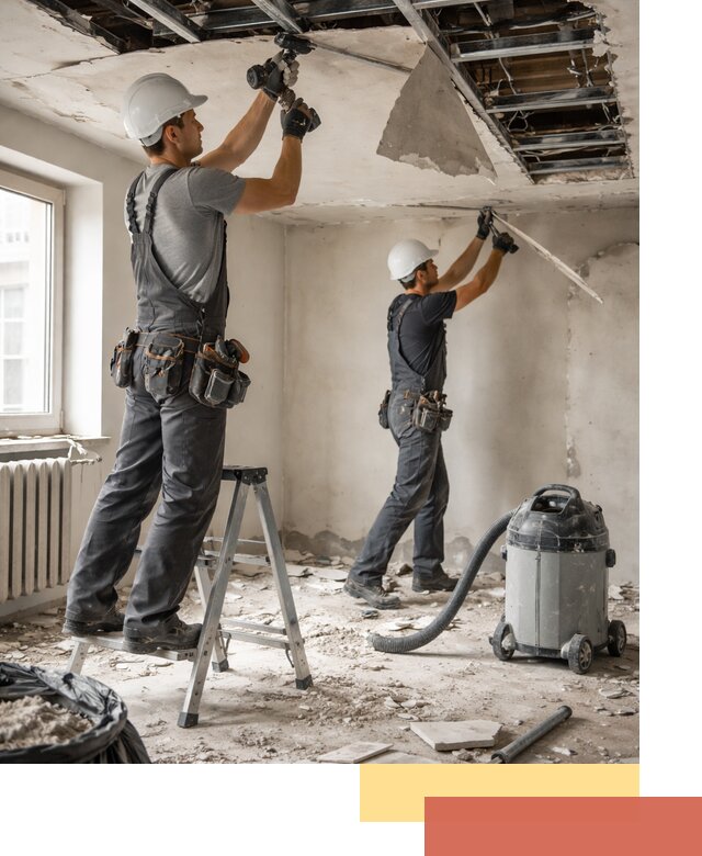 Демонтаж гипсокартонного потолка в изобильном быстро и аккуратно