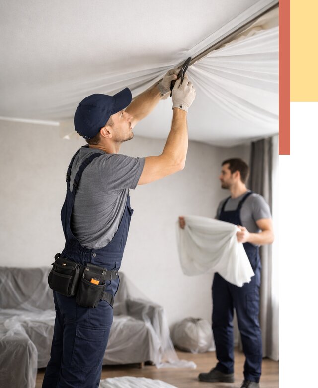 Демонтаж натяжного потолка в изобильном от 4675 руб. — снятие и разбор под ключ | ОТДЕЛОЧНИК-Збл