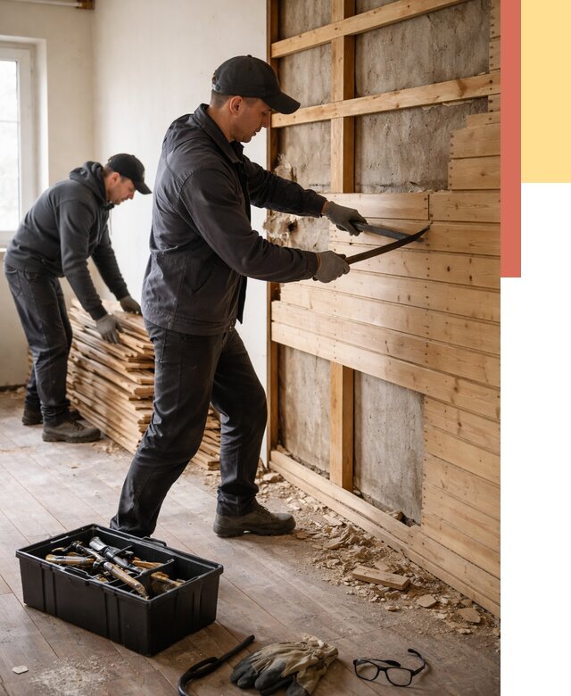 Демонтаж вагонки в изобильном от 3947 руб/м2 — быстро и недорого | ОТДЕЛОЧНИК-Збл