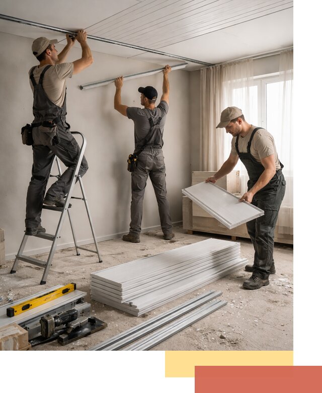 Монтаж потолка из ПВХ панелей в изобильном оперативно и качественно