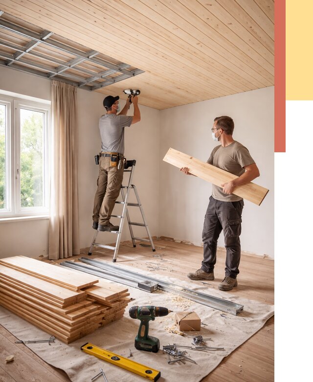 Монтаж потолка из вагонки в изобильном от 6752 руб. | Быстро и недорого — ОТДЕЛОЧНИК-Збл