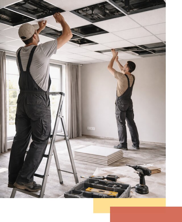 Замена плит подвесного потолка в изобильном быстро и качественно