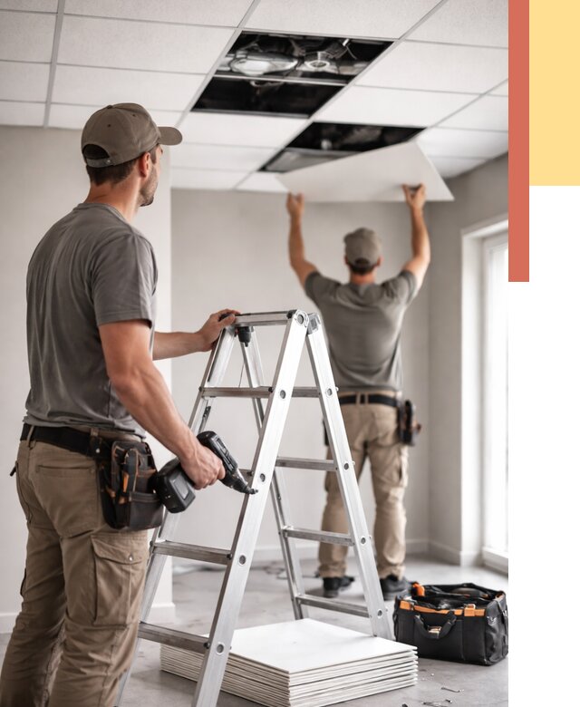 Обслуживание подвесного потолка в изобильном от 3636 руб. — быстро и недорого | ОТДЕЛОЧНИК-Збл