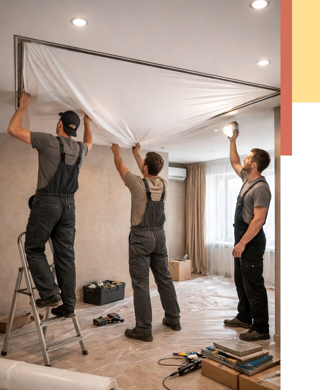 Монтаж ПВХ натяжного потолка в изобильном от 3636 руб. под ключ | ОТДЕЛОЧНИК-Збл