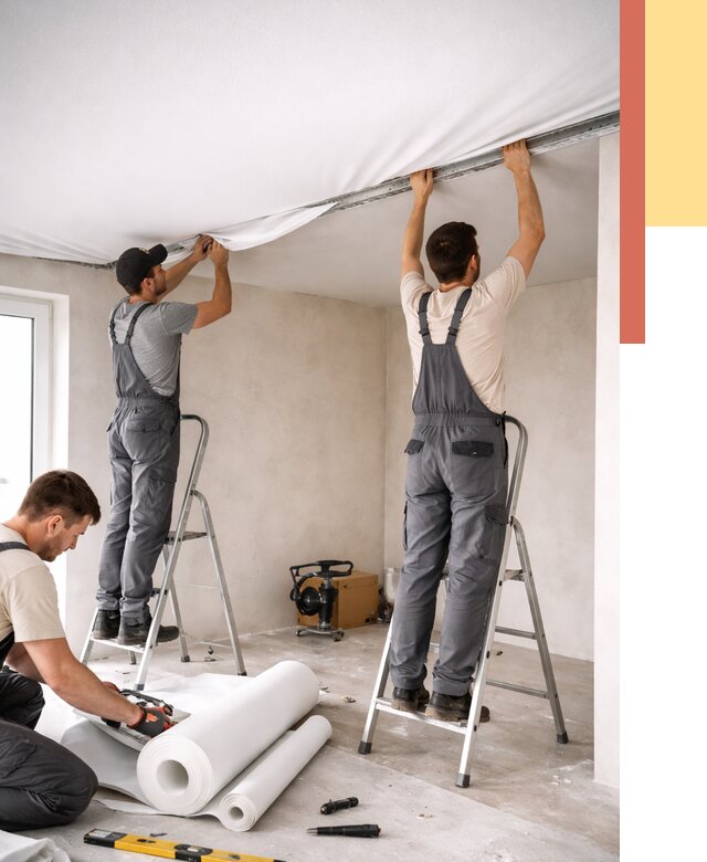 Монтаж тканевого натяжного потолка в изобильном от 3636 руб. под ключ | ОТДЕЛОЧНИК-Збл