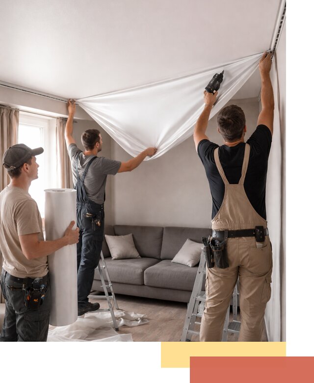 Монтаж сатинового натяжного потолка в изобильном качественно и быстро